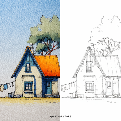 33 Country Look Watercolor Printable Coloring Pages (PDF Download)