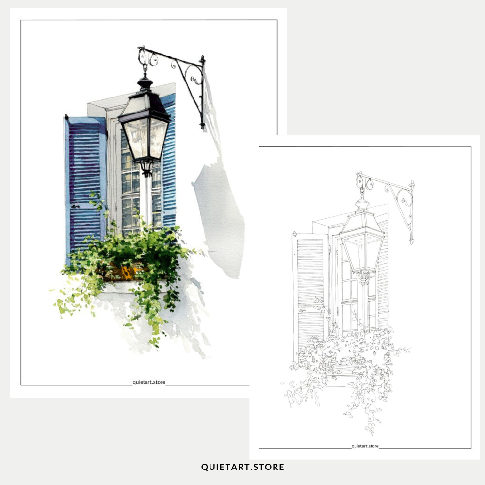 15 Door & Window Watercolor Printable Coloring Pages (PDF Download)