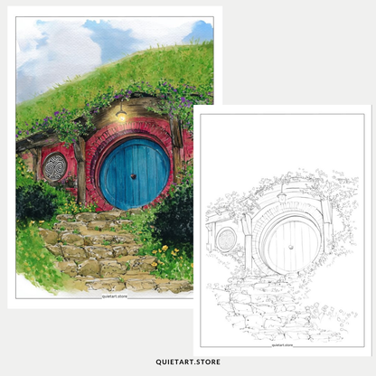 15 Door & Window Watercolor Printable Coloring Pages (PDF Download)
