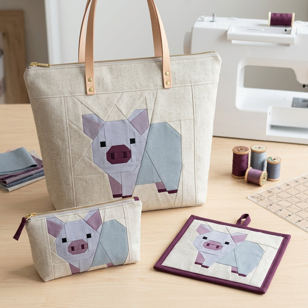Piglet Quilt Block FPP Pattern - 3 Sizes (PDF Download)