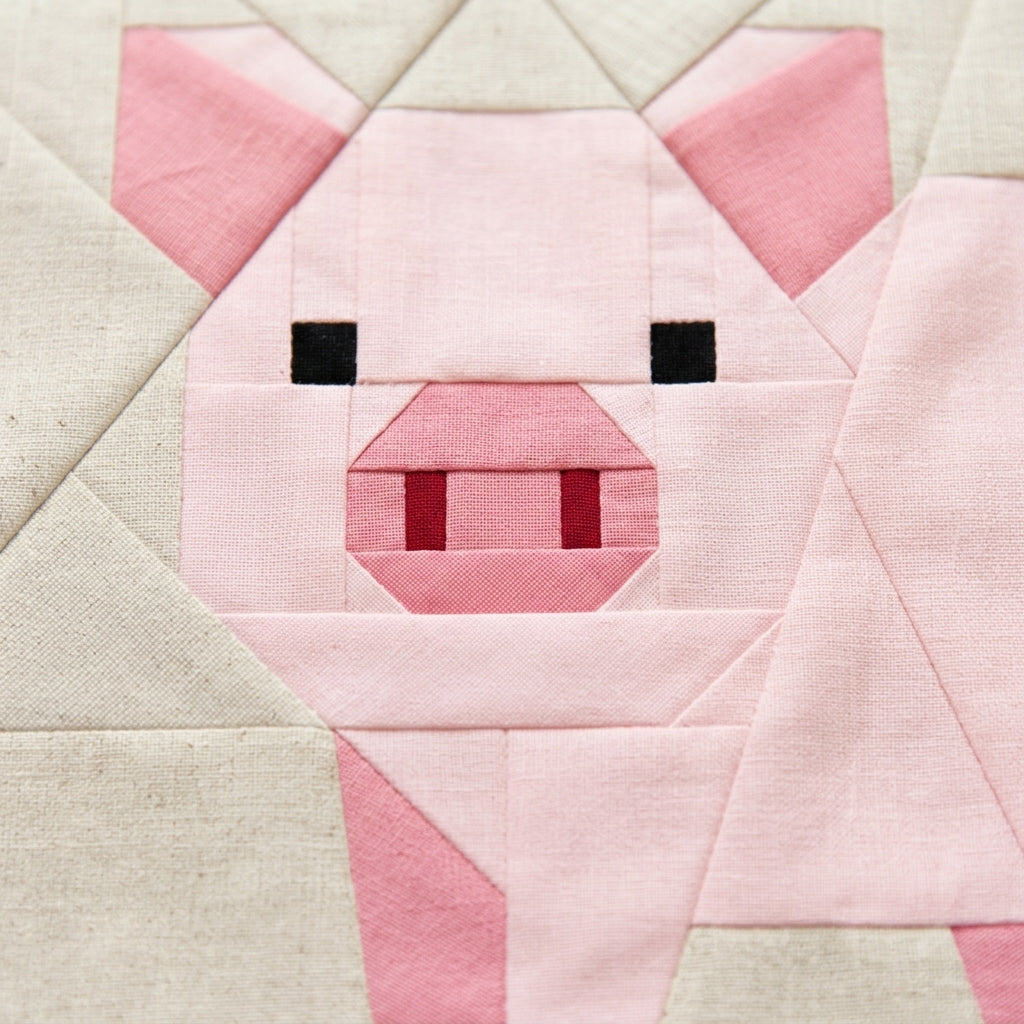 Piglet Quilt Block FPP Pattern - 3 Sizes (PDF Download)