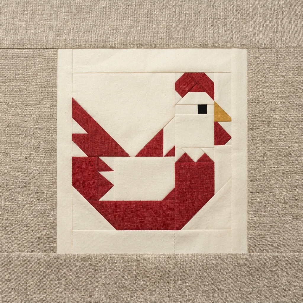 Rooster Quilt Block FPP Pattern - 3 Sizes (PDF Download)