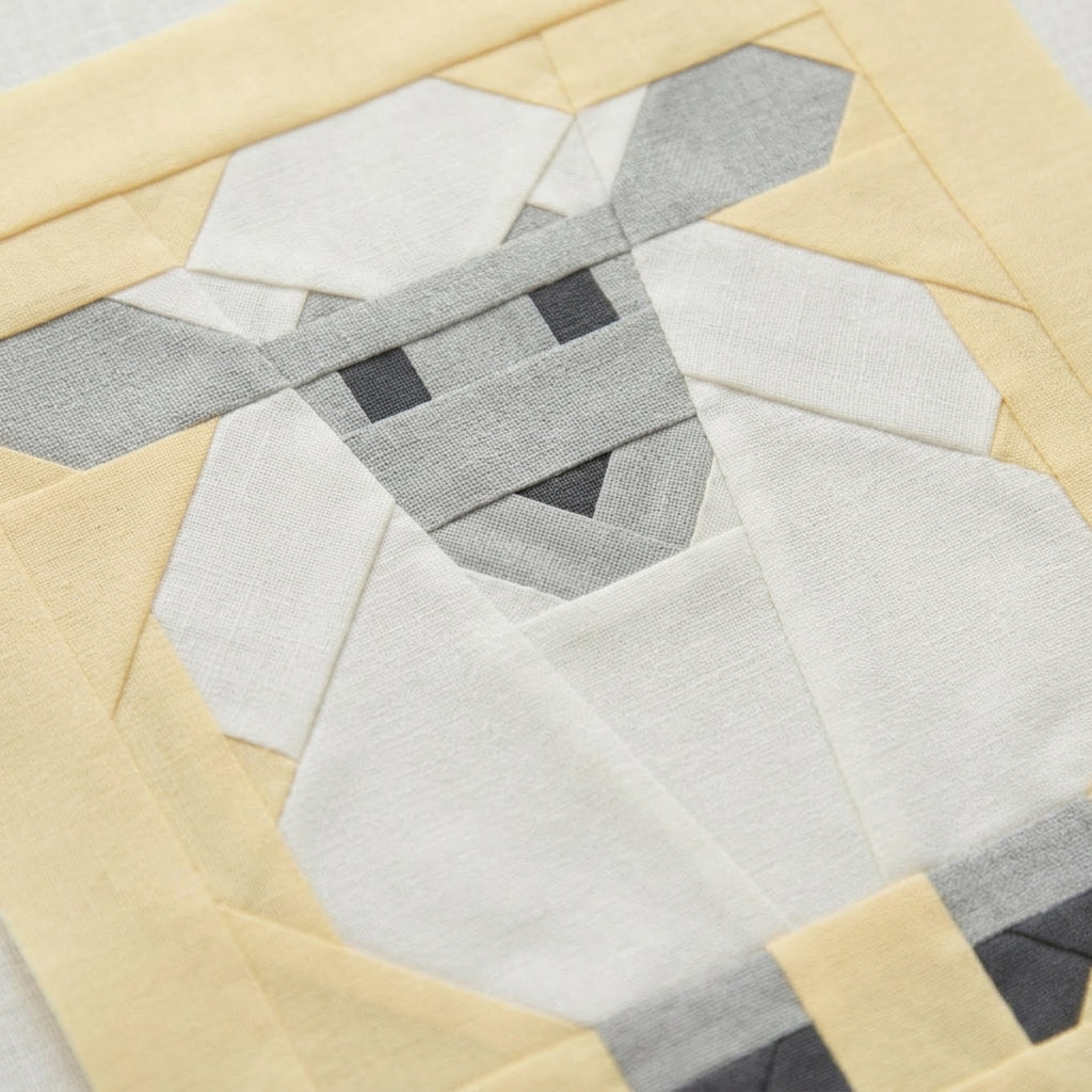 Pure White Sheep Quilt Block FPP Pattern - 3 Sizes (PDF Download)