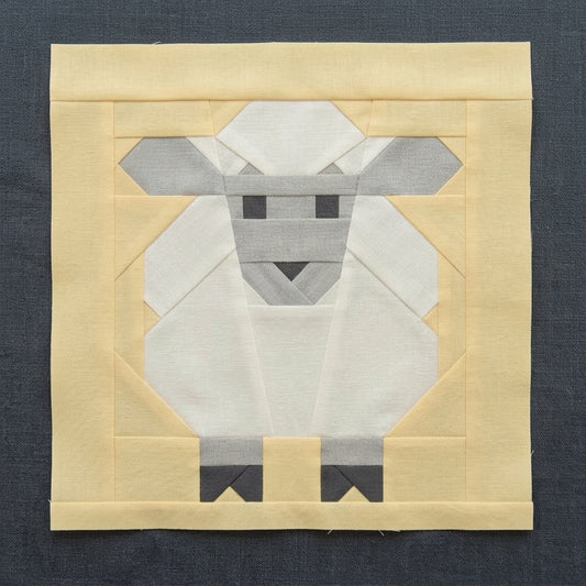Pure White Sheep Quilt Block FPP Pattern - 3 Sizes (PDF Download)