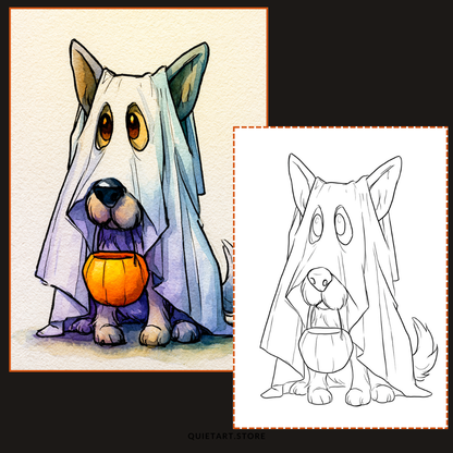 30 Spooky Halloween Watercolor Coloring Pages (PDF Download)