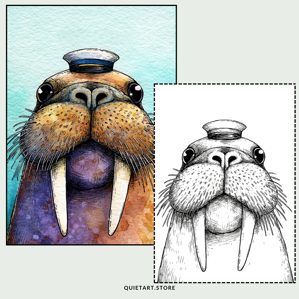 60 Wild Animals Watercolor Printable Coloring Pages (PDF Download)